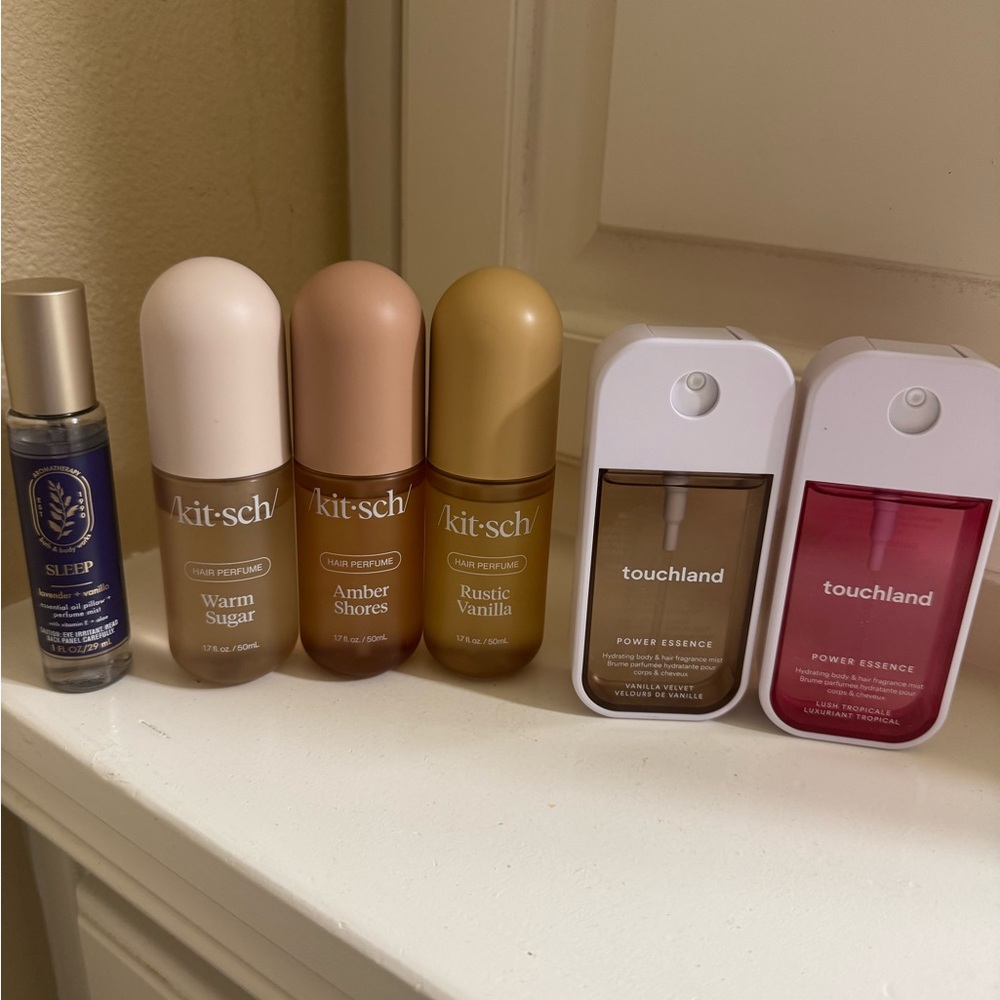Kitsch hair perfumes trio with tan, beige & rose accents- Price is for all!